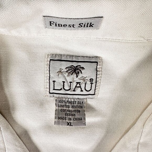 Luau Hawaiian Silk Button Up Shirt Mens Casual Tequila Floor Short Sleeve Top - Picture 9 of 16